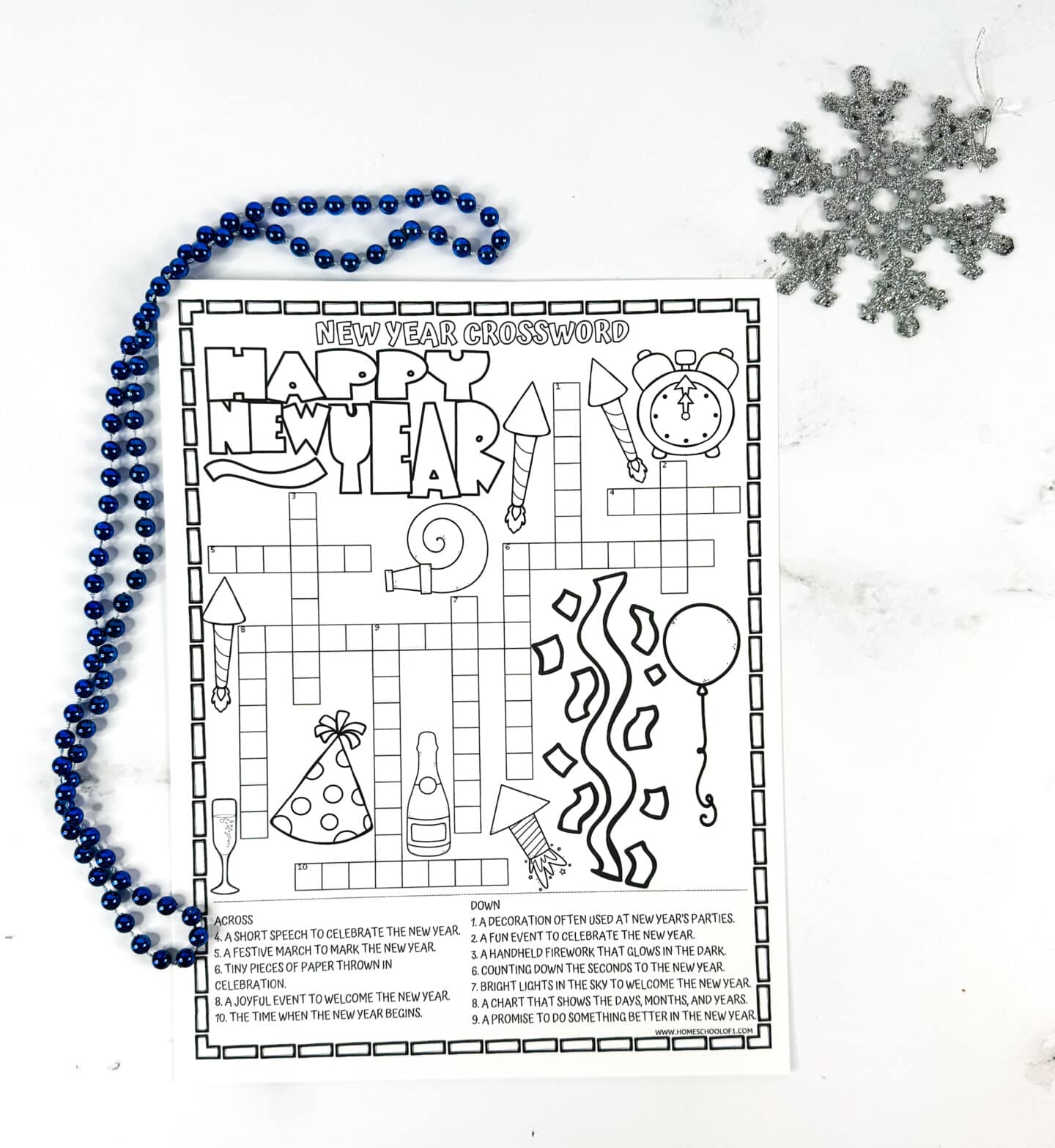 free new year crossword puzzle printable